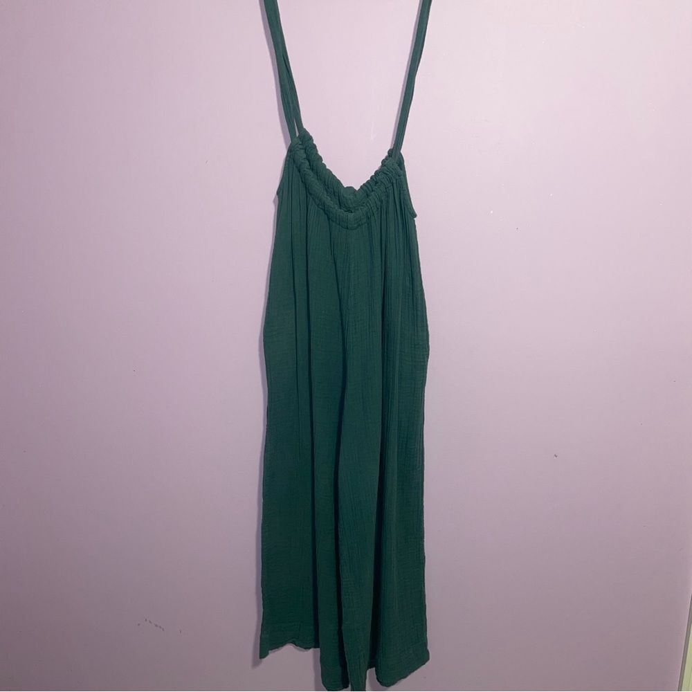 Free People Teal Cotton Gauze Jumpsuit Women Size S One Piece Boho Beach Lounge